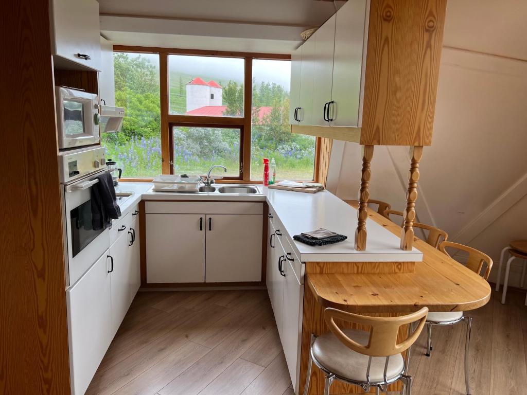 Kuchyň nebo kuchyňský kout v ubytování Apartment dome Hof í Vatnsdal