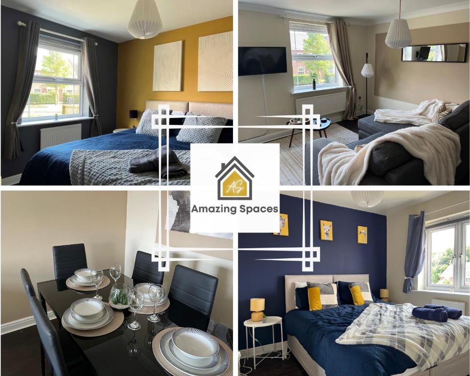 Postel nebo postele na pokoji v ubytování Large 4 Bedroom 3 Bathroom Town House with Secure Parking by Amazing Spaces Relocations Ltd