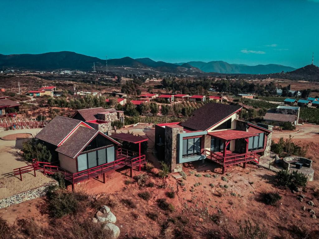 an aerial view of a house in the desert at 7 Valles in Ensenada