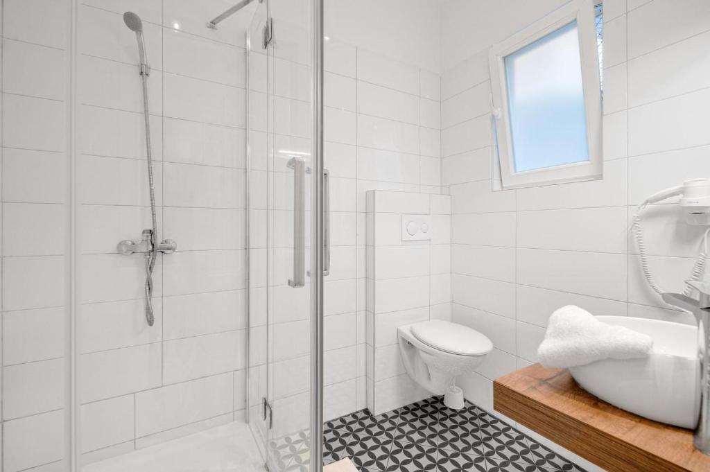 A bathroom at Downtown Bratislava B&B