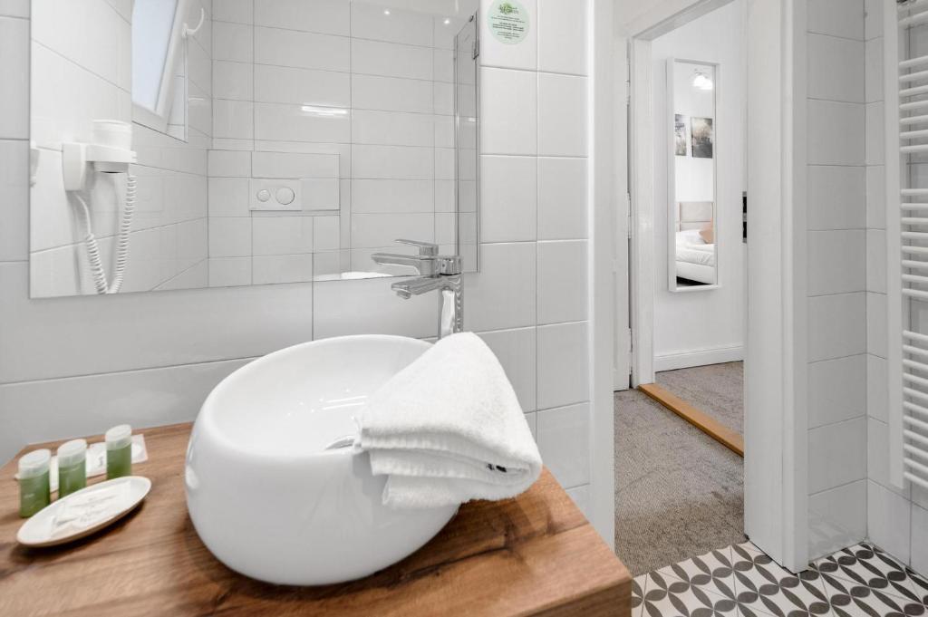 A bathroom at Downtown Bratislava B&B