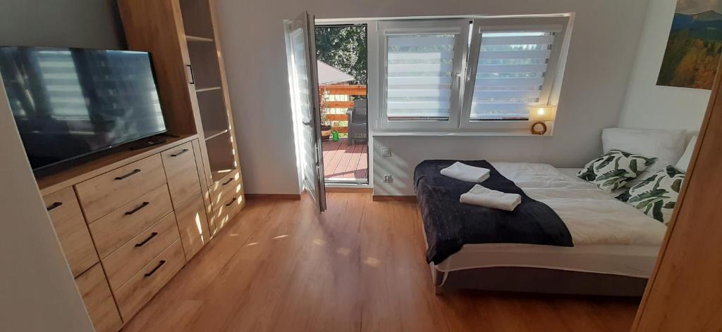 TV a/nebo společenská místnost v ubytování Willa Rosa-apartamenty z prywatną sauną