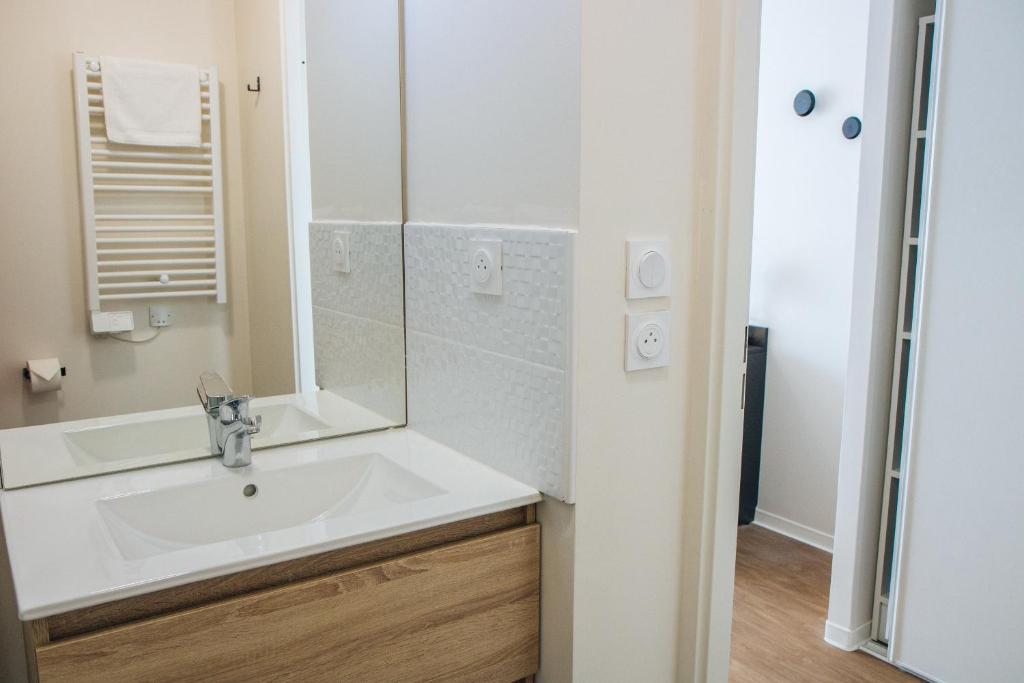 a bathroom with a sink and a mirror at Twenty Business Flats Béziers in Béziers