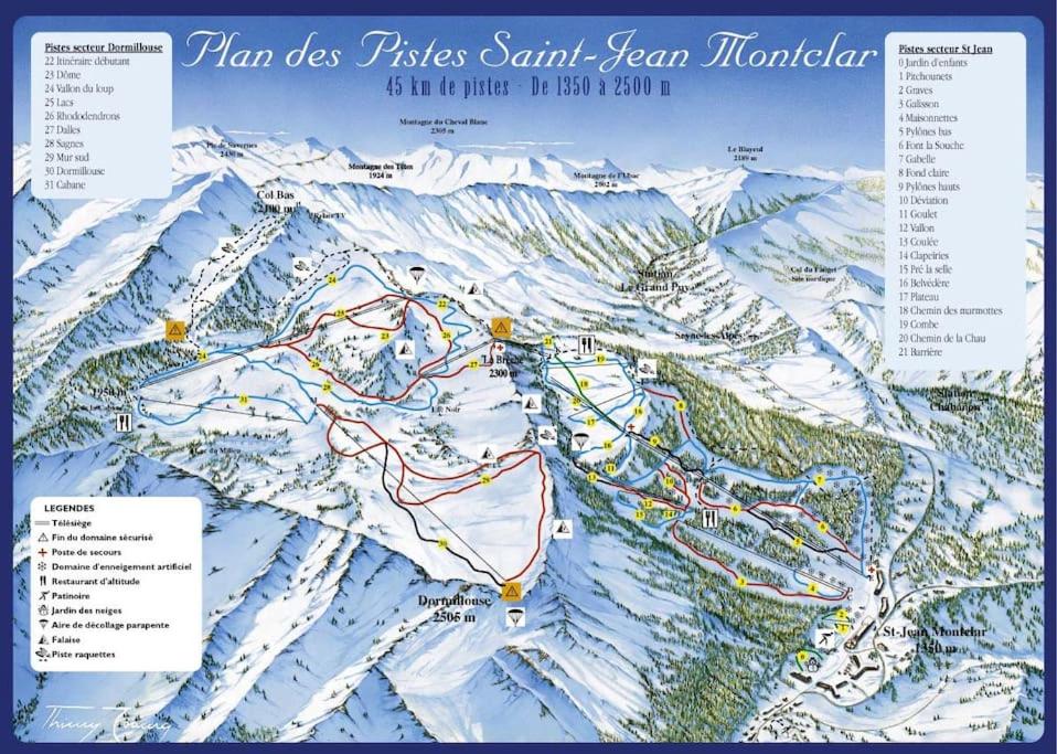 a map of a ski resort in the mountains at Chez Pierrette et Eugène Prix nuitée&#47;10 personne in Le Lautaret