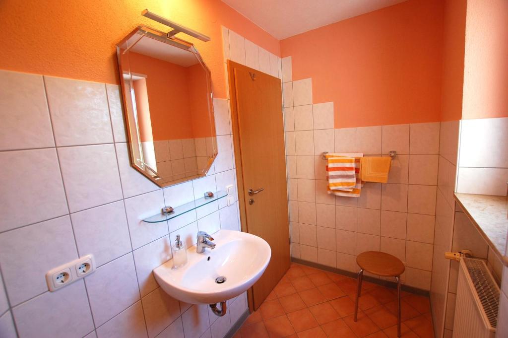 Koupelna v ubytování Gästehaus Jäger