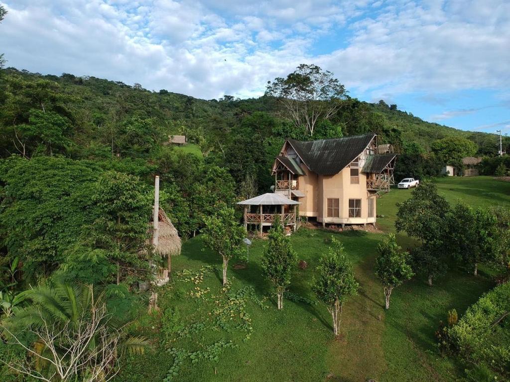 an aerial view of a house on a hill at La Posada De Sauce in Sauce