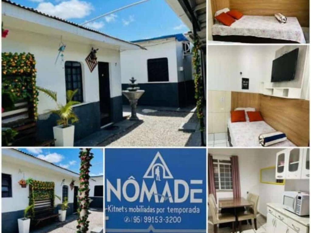 a collage of pictures of a house with a sign at Nômade no Liberdade in Boa Vista