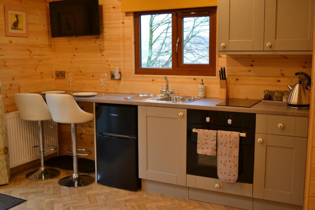 Kuchyň nebo kuchyňský kout v ubytování The Warren Lodge Cabin at Ashes Farm, near Settle