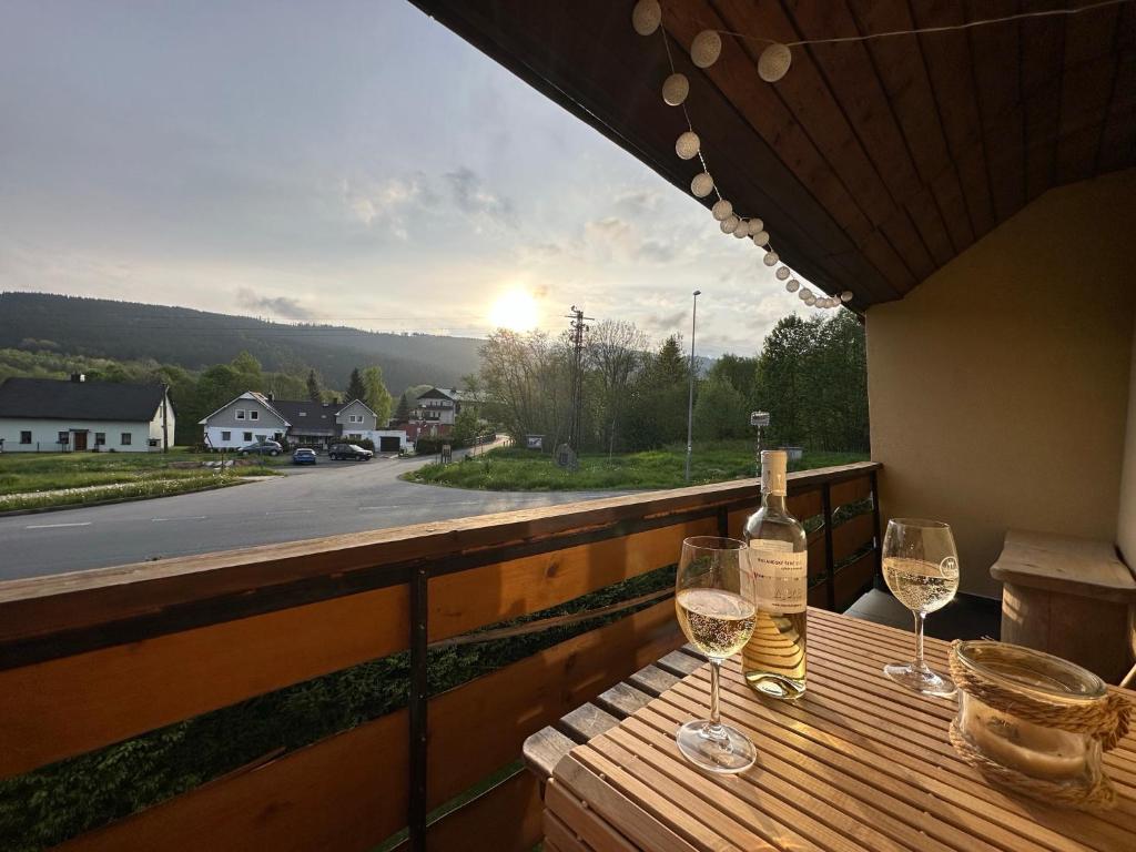 Nápoje v ubytování Apartmán s výhledem na Jezerní stěnu