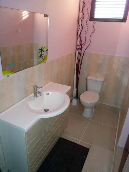 Koupelna v ubytování Logement dans un lieu calme et verdoyant à proximité de tout avec Jacuzzi!!!