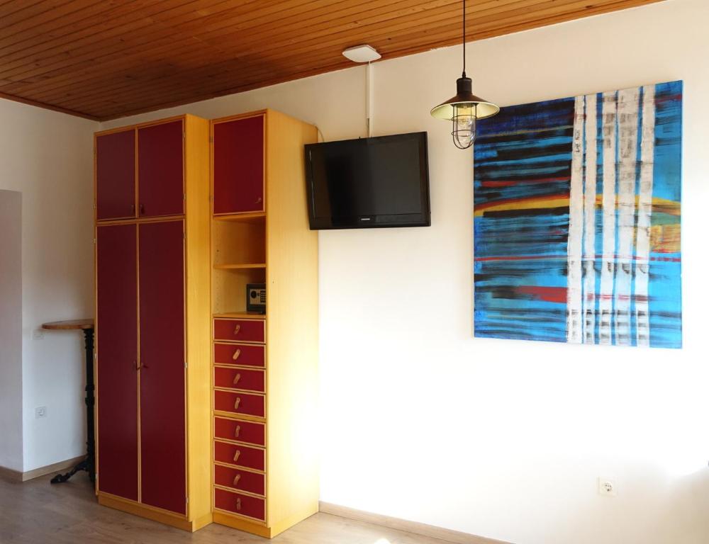 TV a/nebo společenská místnost v ubytování LAAS ART GALLERY