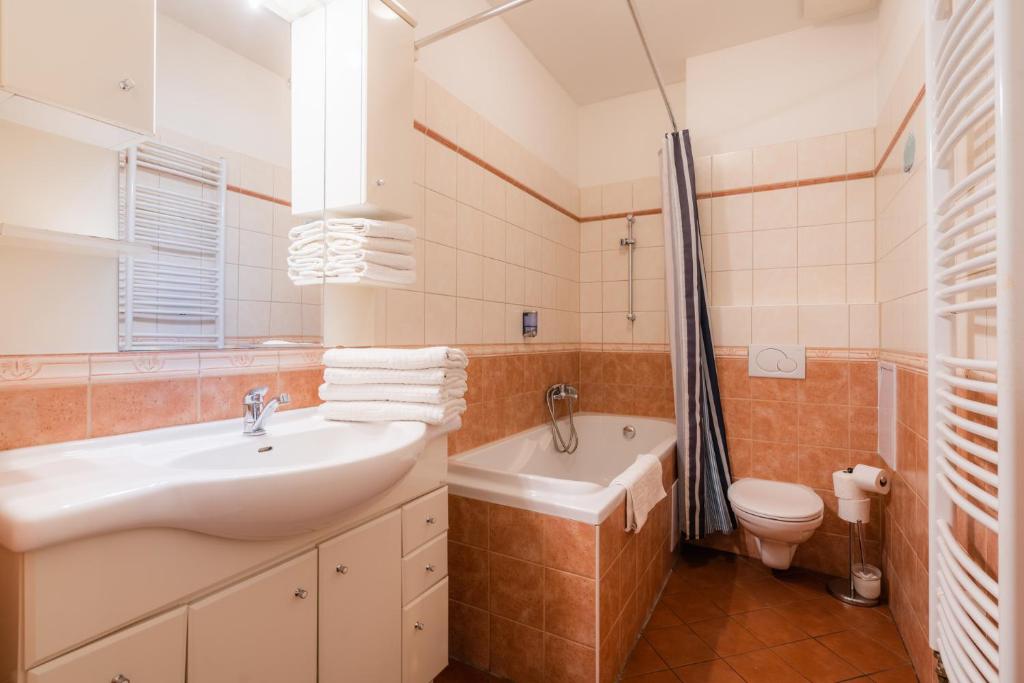 łazienka z umywalką i toaletą w obiekcie EA ApartHotel Melantrich w Pradze
