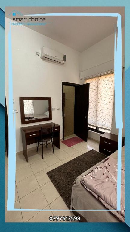 Ένα ή περισσότερα κρεβάτια σε δωμάτιο στο استوديو مفروش بالقرب من جامعة الشرق الأوسط