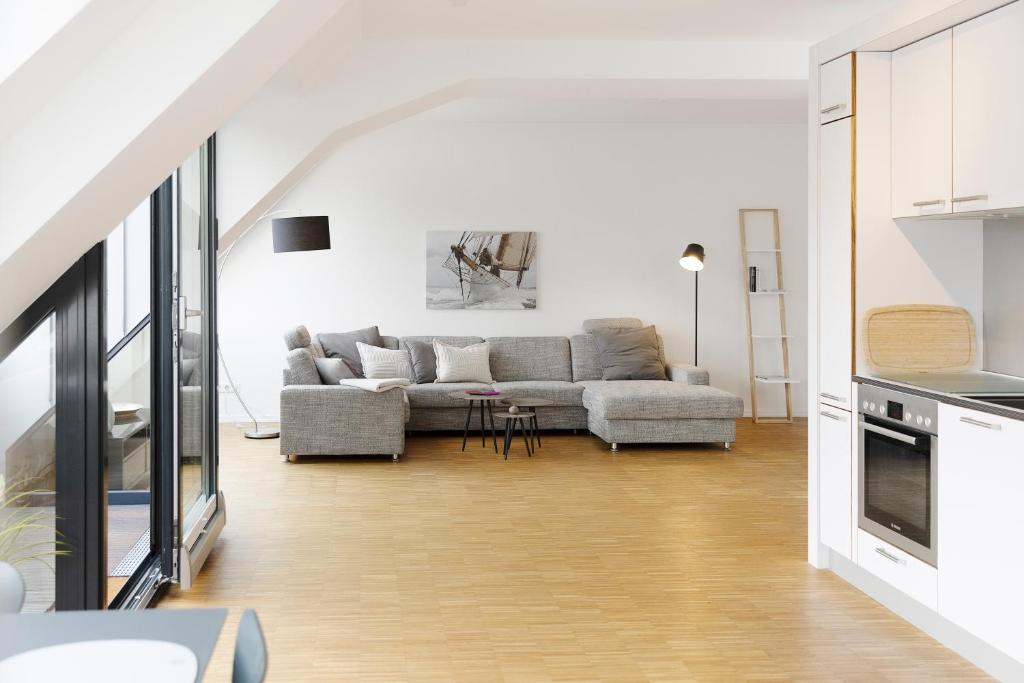 Køkken eller tekøkken på Ferienwohnung Sonnenschein in Flensburg, Sonwik