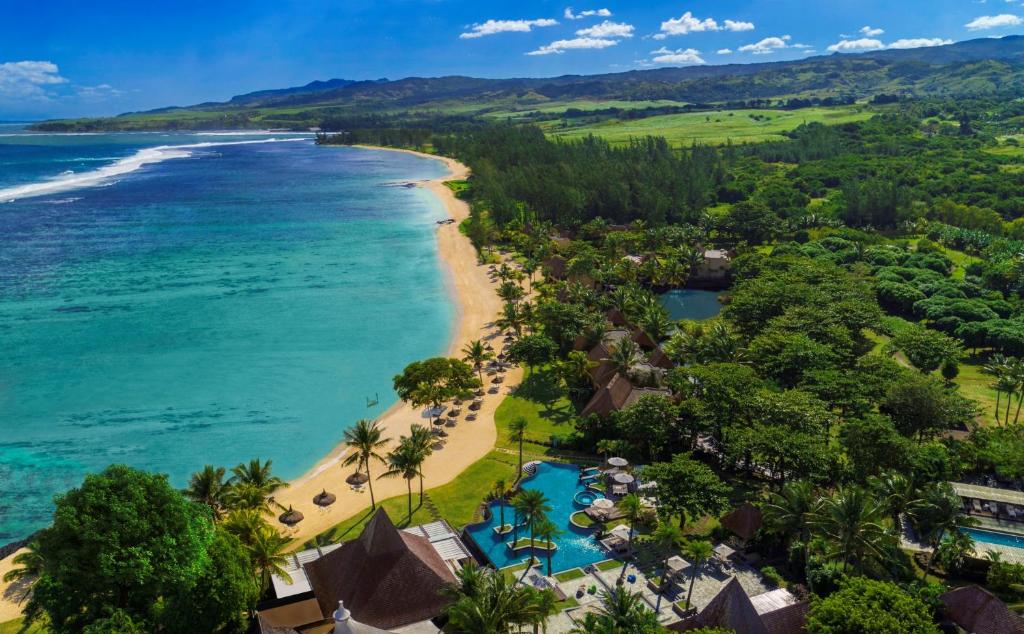 an aerial view of the resort and the beach at Shanti Maurice Resort & Spa in Chemin Grenier