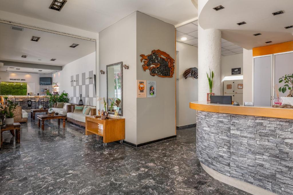 Kuchyň nebo kuchyňský kout v ubytování City Plus Rhodes Hotel