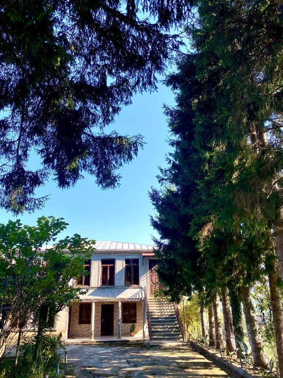 uma casa com árvores em frente em anno's house em Zugdidi