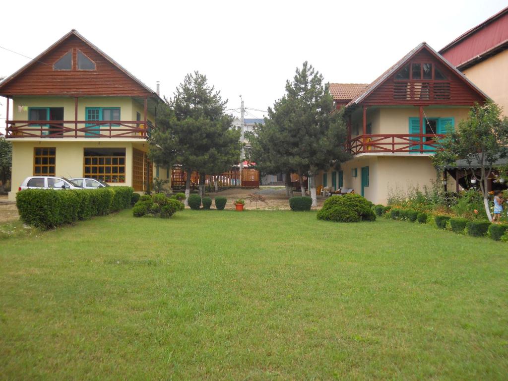 a house with a large yard in front of it at Pensiunea Sapte Pini in 2 Mai