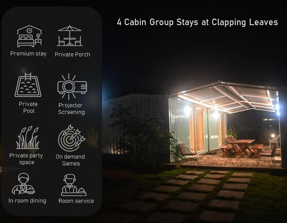 a gothium group stays at clapping leaves at night at Group Cabin at Clapping Leaves in Hyderabad