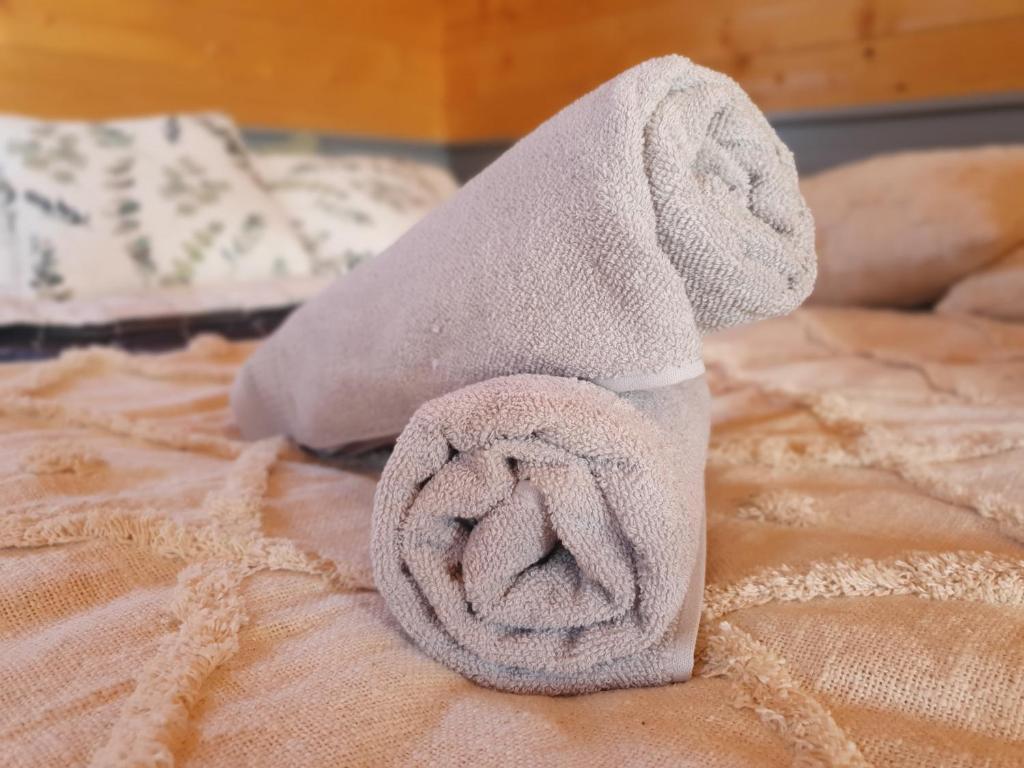 Postel nebo postele na pokoji v ubytování Chata louka