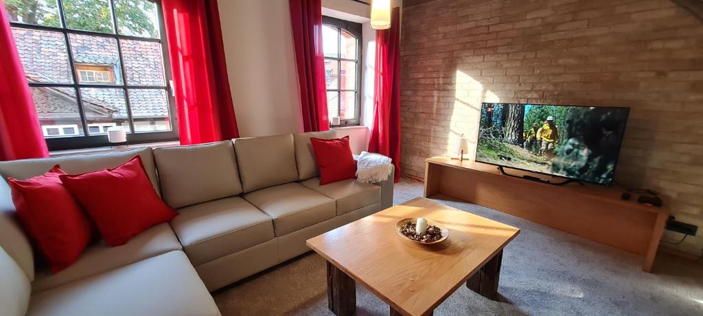 Posezení v ubytování Ferienappartements im Speicherwerk