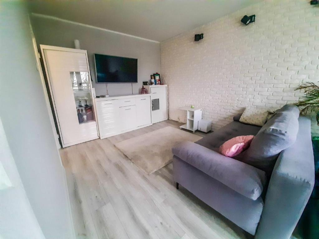 sala de estar con sofá y TV en Apartament by Wyszyńskiego Street en Konin