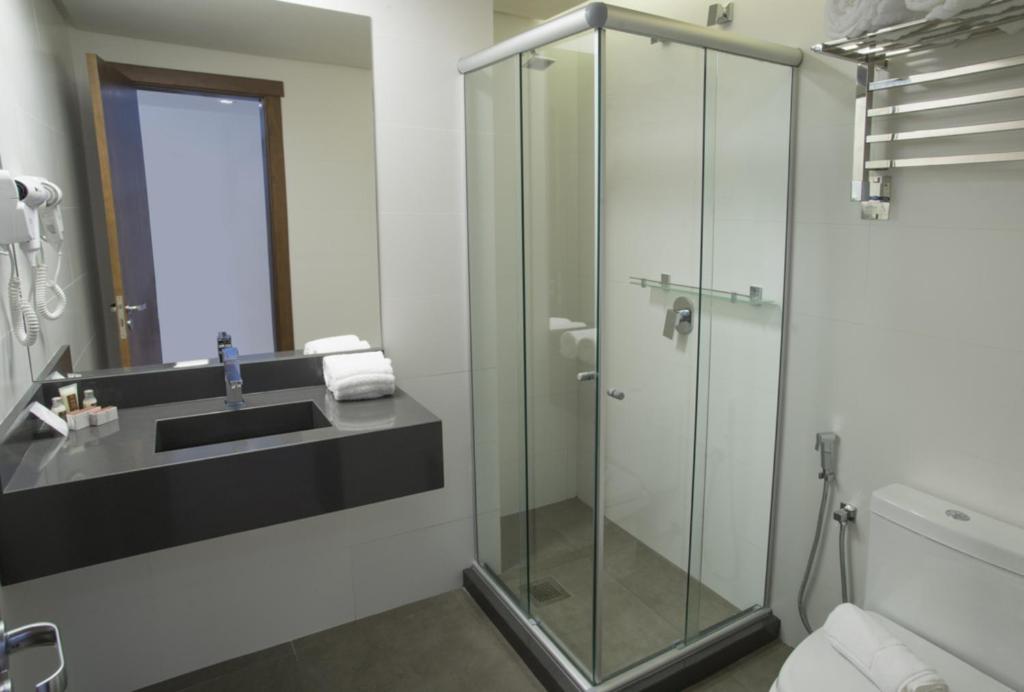 Koupelna v ubytování Hotel Laghetto Stilo Centro