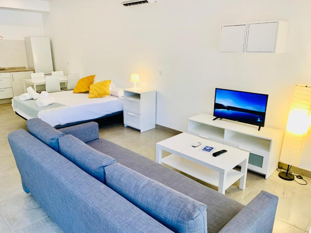 Televízia a/alebo spoločenská miestnosť v ubytovaní Apartamentos Pintor Losada