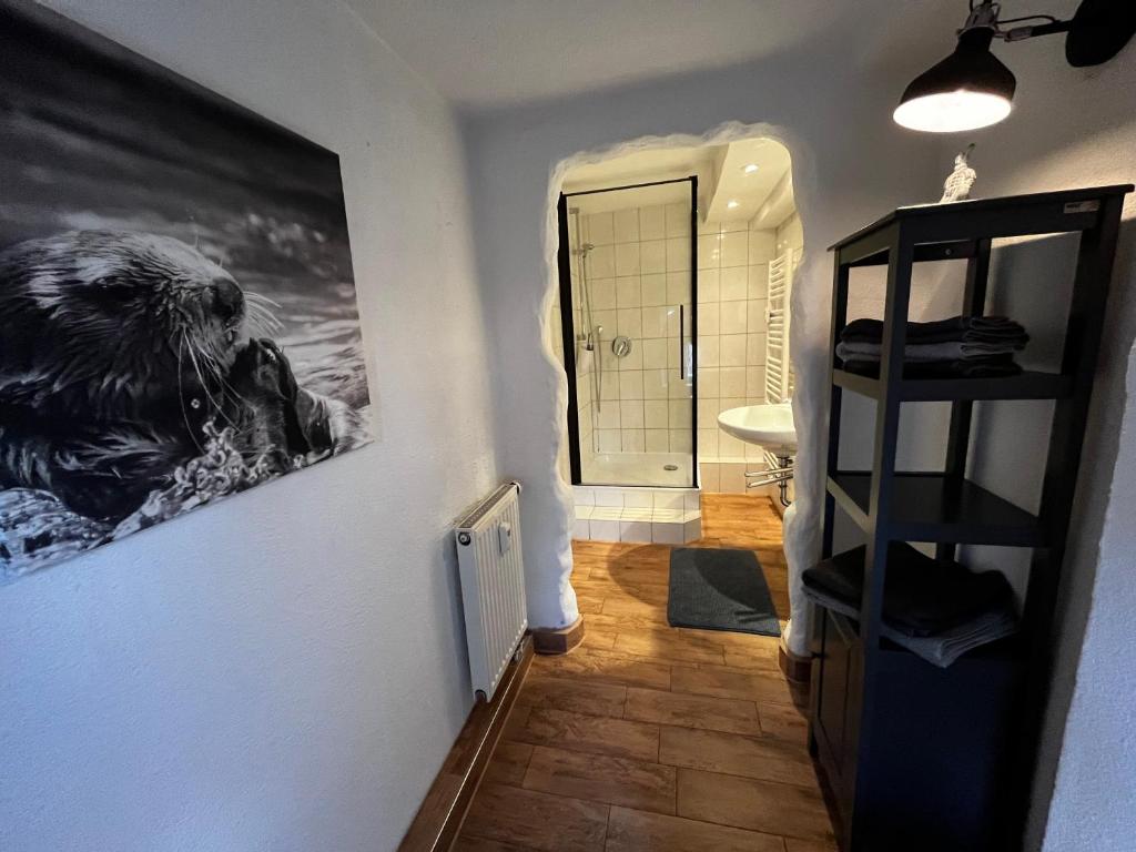 Koupelna v ubytování Ferienwohnung Gartenglück