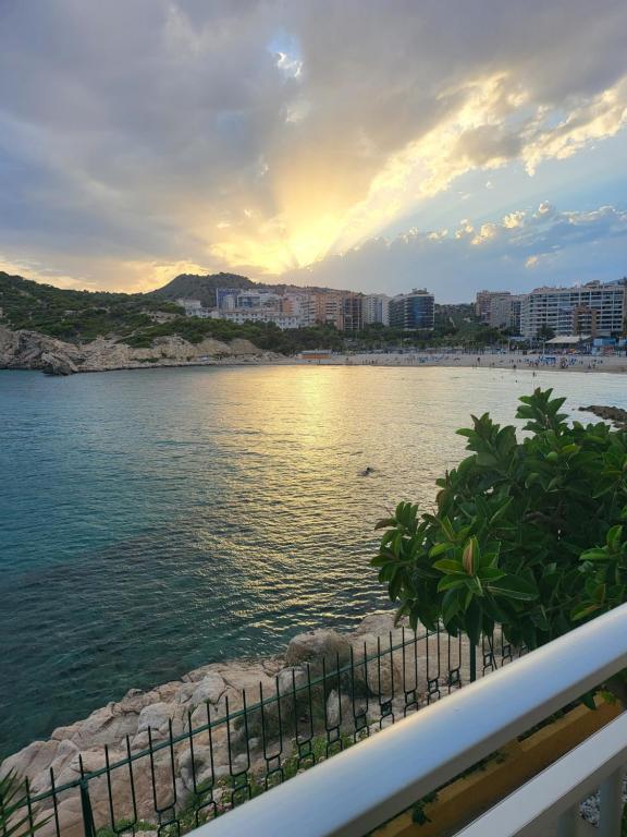 a view of the ocean from the balcony of a resort at Europa Club Apartment, La Cala de Finestrat, Benidorm, Next to the beach, Ground floor, Air Cond in Benidorm