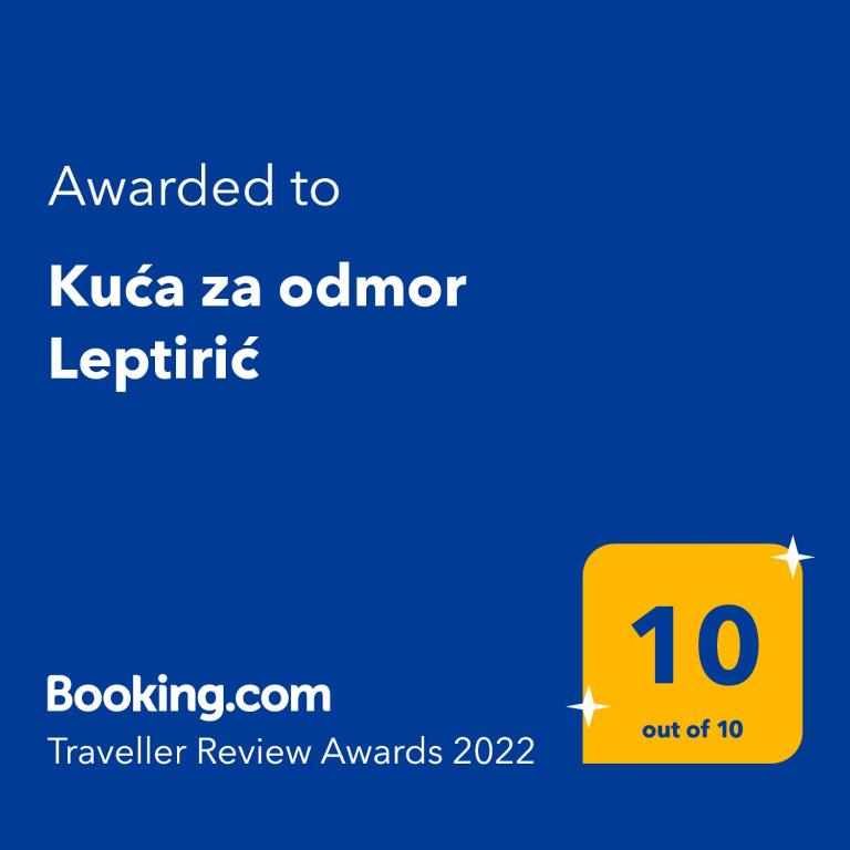 Certifikát, ocenenie alebo iný dokument vystavený v ubytovaní Kuća za odmor Leptirić