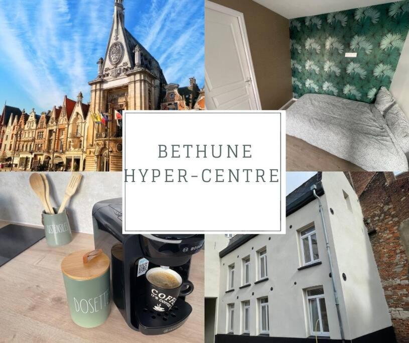 un collage de photos avec une photo d'un centre hépatique dans l'établissement T2 pour 4 Personnes --8, à Béthune