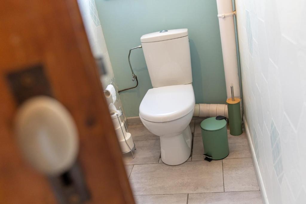 a small bathroom with a toilet and a sink at Le Sans Souci @Chique@Moderne@Proche du centre-ville 3pieces 2 Chambres in Colmar