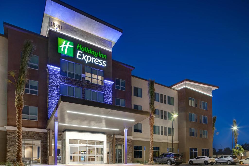 a hotel with a hilton express sign on the building at Holiday Inn Express - Chino Hills, an IHG Hotel in Chino Hills