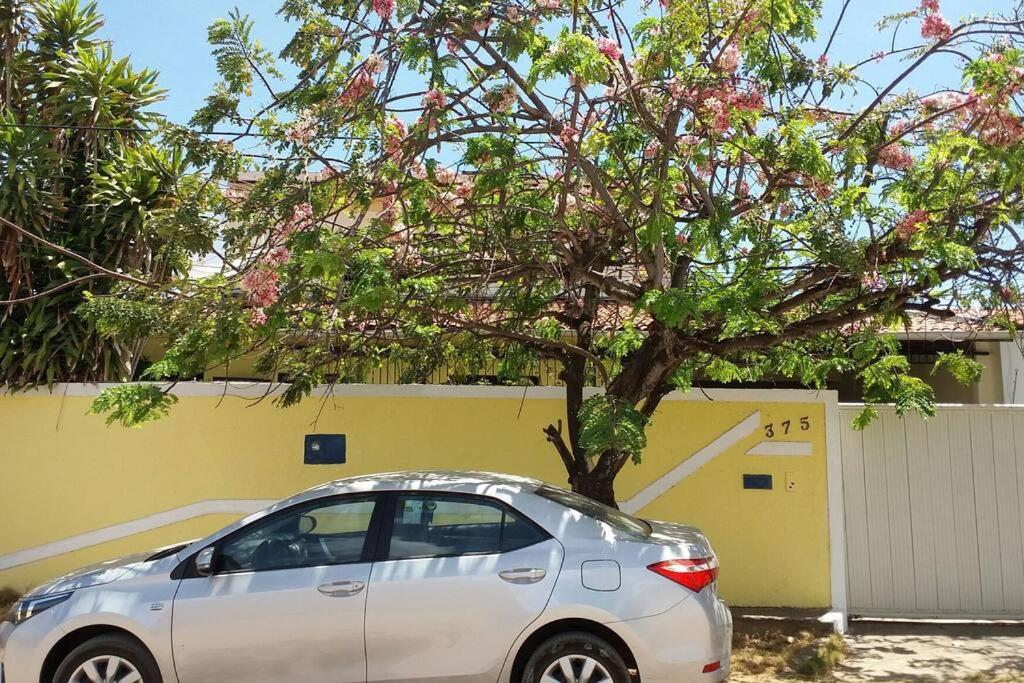 卡貝德盧的住宿－João Pessoa e Cabedelo CASA CAMBOINHA，停在树旁的银色汽车