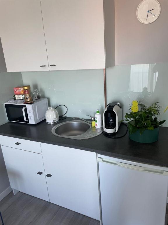 Kuchyň nebo kuchyňský kout v ubytování Apartament KORNER Chełmońskiego Śrem