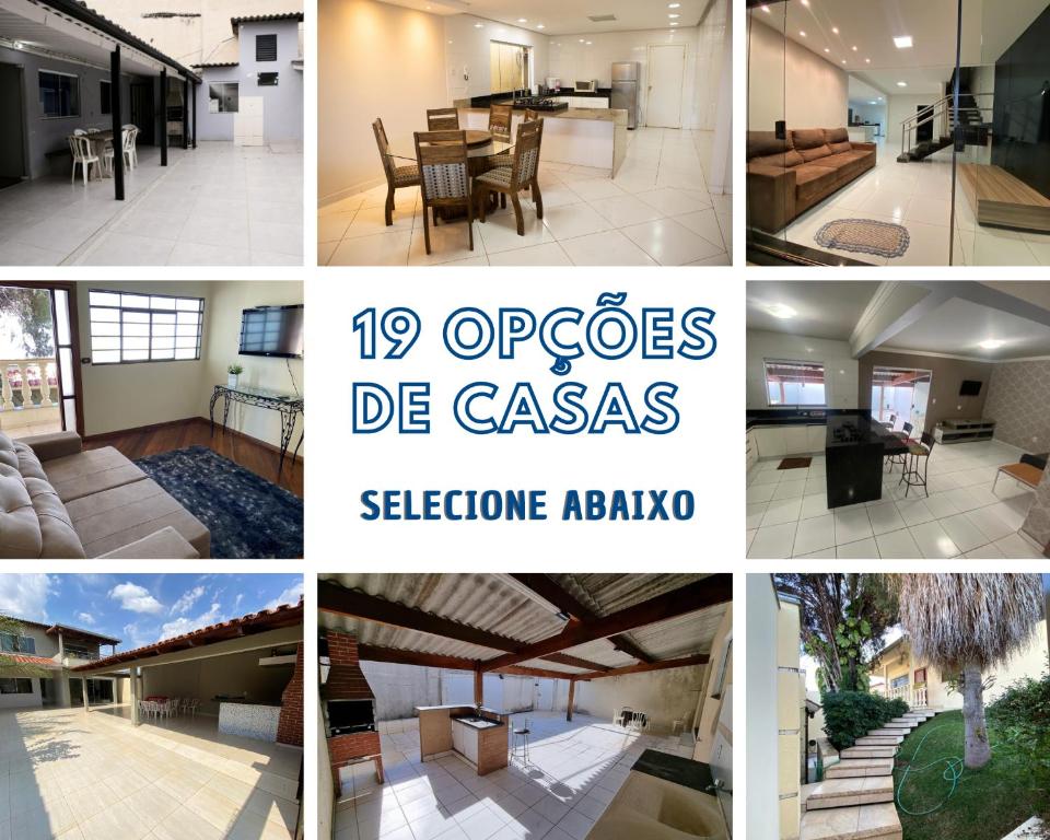 un collage de photos d'une maison dans l'établissement Casas de Temporadas - Hotel Recanto do Sossego, à Uberlândia