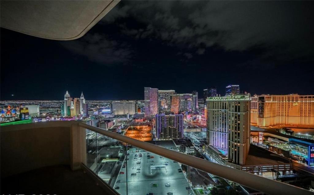 a view of a city at night with traffic at Premium Suite MGM Signature HIGH FLR Balcony Strip View in Las Vegas