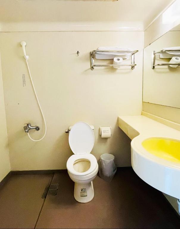 a bathroom with a toilet and a sink at Ying Shih Guest House in Datong