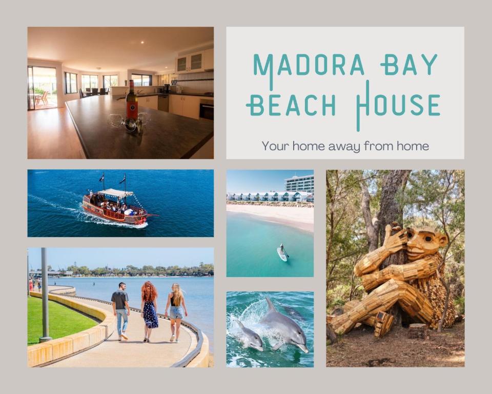 a collage of photos of the maho bay beach house at Madora Bay Beach House in Mandurah