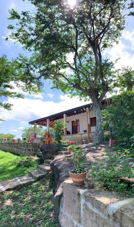 a house with a tree in front of it at Villa tolu in San Gil