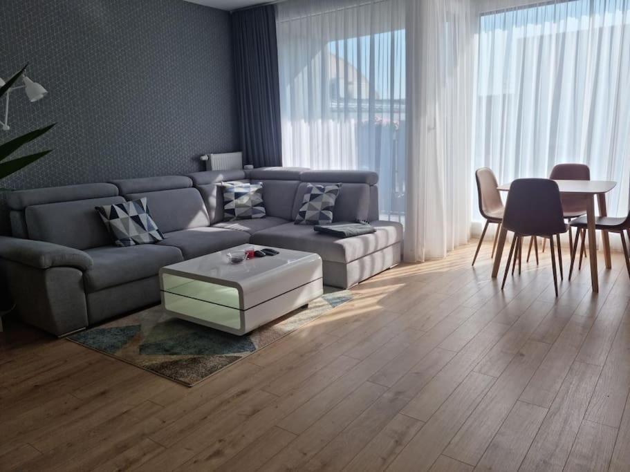 a living room with a couch and a table at Apartment Paulínska in Trnava