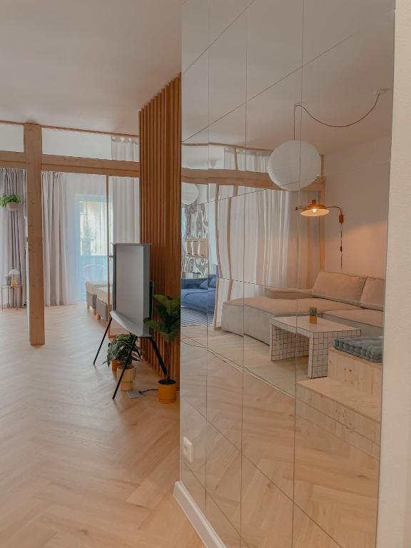 Posezení v ubytování NØDA - Nørdic Design Apartment with Terrace