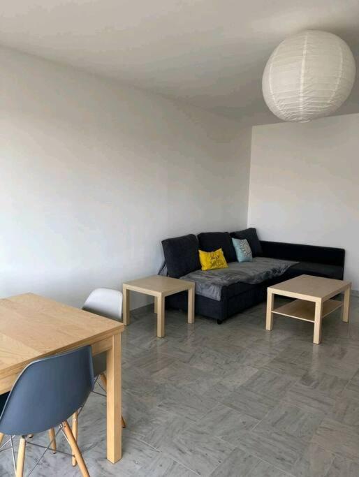un salon avec un canapé et deux tables dans l'établissement Appartement 2 pièces à Juan, à Antibes