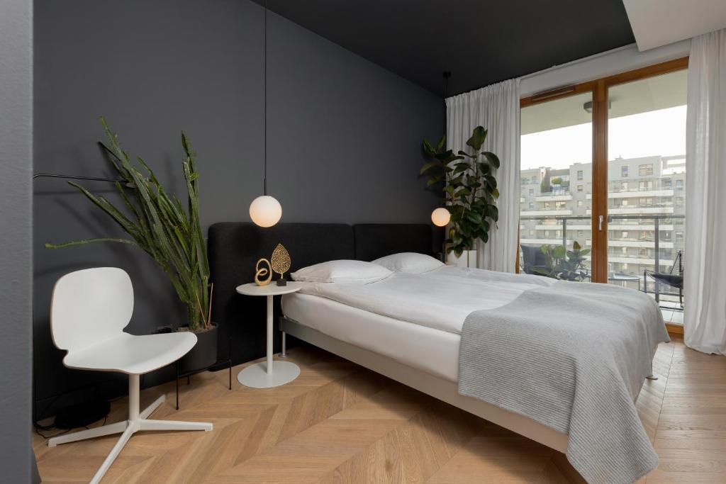 Katil atau katil-katil dalam bilik di Elegant Apartment Kasprzaka in Wola by Renters Prestige