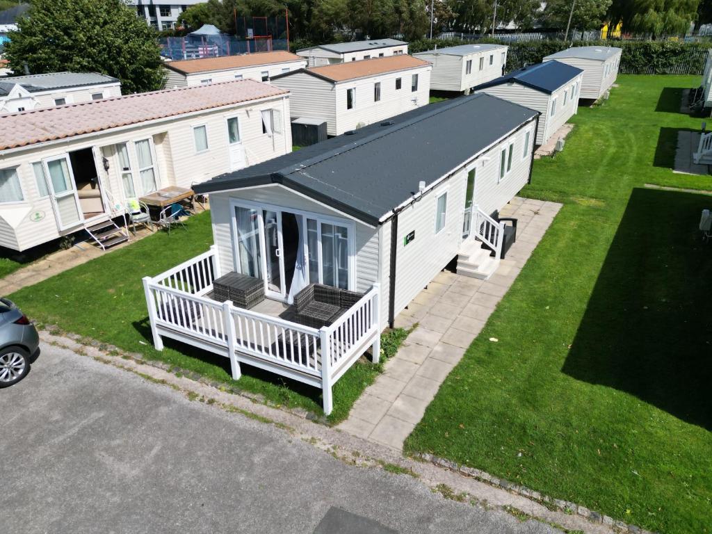 an overhead view of a white mobile home at Marine Holiday Park D&S rental B in Rhyl