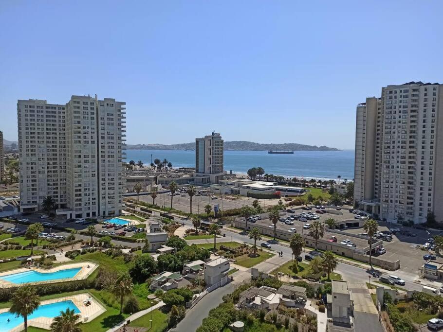 an aerial view of a city with tall buildings at Hermoso Departamento con vista al mar sector Enjoy in Coquimbo