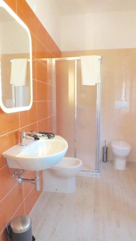 a bathroom with a sink and a toilet and a shower at My Bnb Pisa in Pisa
