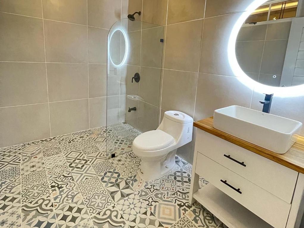 Koupelna v ubytování Hotel Mono Azul