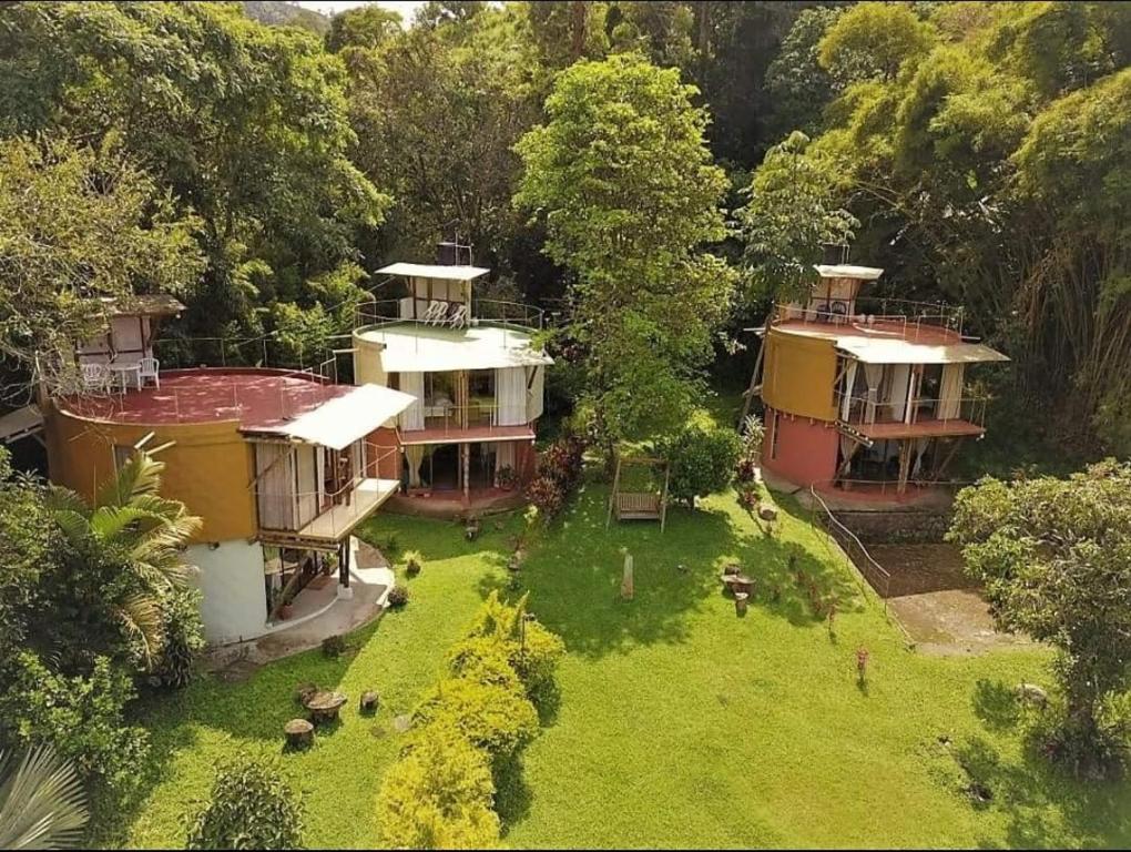 an aerial view of two houses with a yard at Finca Agualinda in San Francisco